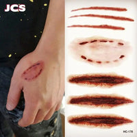 1PC Halloween Zombie Neck Scar Tattoos Fake Scars Bloody Costume Horror Wound Blood Injury Sticker